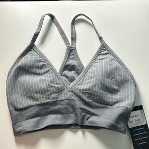 NUX Soft Gray Moderate Compression Sports Bra Sz.S NWT!